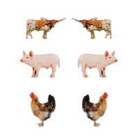WESTERN 3-PAIR FARM ANIMAL ASSORTED EARRINGS SET