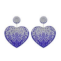 2-TIER TWO TONE CRYSTAL RHINESTONE PAVE HEART SHAPED LONG DROP EARRINGS