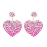 2-TIER TWO TONE CRYSTAL RHINESTONE PAVE HEART SHAPED LONG DROP EARRINGS