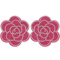 FLOWER COLOR EARRINGCRYSTAL RHINESTONE PAVE JEWELED FLORAL DROP EARRINGS