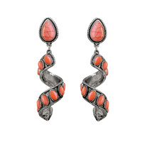 2-TIER TURQUOISE SPIRAL LONG DROP EARRINGS