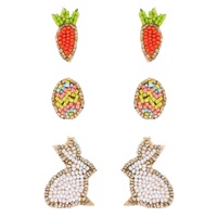 3-PAIR ASSORTED EASTER BEADED EMBROIDERY DROP EARRING SET