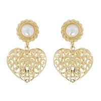 2-TIER PEARL POST FILIGREE HEART DANGLE AND DROP EARRINGS