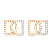 FASHIONISTA DOUBLE LETTER D CRYSTAL RHINESTONE DROP EARRINGS