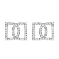 FASHIONISTA DOUBLE LETTER D CRYSTAL RHINESTONE DROP EARRINGS