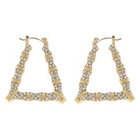 CRYSTAL RHINESTONE TRIANGLE BAMBOO HOOP EARRINGS