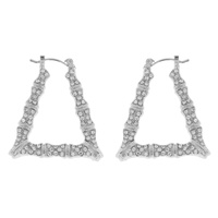 CRYSTAL RHINESTONE TRIANGLE BAMBOO HOOP EARRINGS