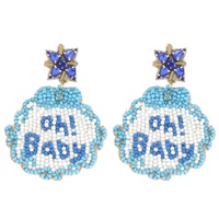 OH BABY JEWELED GENDER REVEAL PARTY BABY SCALLOPED BIB BEADED EMBROIDERY DANGLE AND DROP EARRINGS