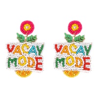 2-TIER "VACAY MODE" MULTICOLOR BEADED EMBROIDERY DANGLE AND DROP EARRINGS