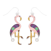 FLAMINGO ENAMEL COATED DROP EARRINGS