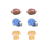 AMERICAN FOOTBALL THEMED ENAMEL COATED ASSORTED DROP EARRING SET