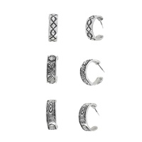 WESTERN 3-PIECE ASSORTED OPEN HOOP EARRING SET