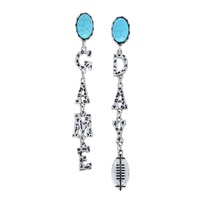 WESTERN "GAME DAY" TURQUOISE SEMI STONE LINEAR LONG DROP EARRINGS