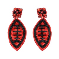 2-TIER JEWELED TWO TONE GAME DAY BEADED EMBROIDERY FOOTBALL EARRINGS