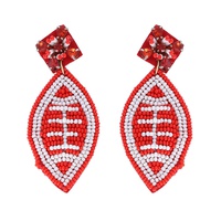 2-TIER JEWELED TWO TONE GAME DAY BEADED EMBROIDERY FOOTBALL EARRINGS
