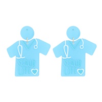 2-TIER "SCRUB LIFE" NURSE APPRECIATION ACETATE SCRUB TOP EARRINGS