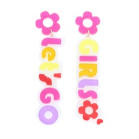 2-TIER "LET'S GO GIRLS" ACETATE GLITTER LONG DROP EARRINGS
