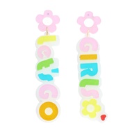 2-TIER "LET'S GO GIRLS" ACETATE GLITTER LONG DROP EARRINGS