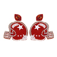 2-TIER JEWELED BEADED EMBROIDERY FOOTBALL HELMET EARRING