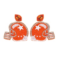 2-TIER JEWELED BEADED EMBROIDERY FOOTBALL HELMET EARRING