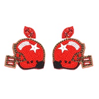 2-TIER JEWELED BEADED EMBROIDERY FOOTBALL HELMET EARRING
