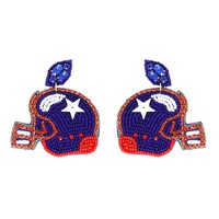 2-TIER JEWELED BEADED EMBROIDERY FOOTBALL HELMET EARRING