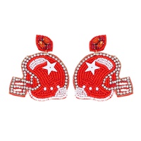 2-TIER JEWELED BEADED EMBROIDERY FOOTBALL HELMET EARRING