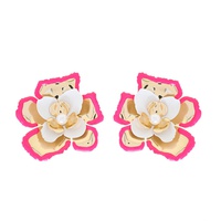 FLORAL PEARL CONTRAST TRIM ENAMEL COATED DROP EARRINGS