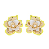 FLORAL PEARL CONTRAST TRIM ENAMEL COATED DROP EARRINGS