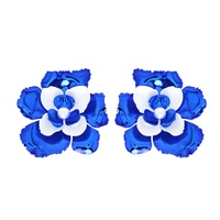 TWO-TONE FLORAL PEARL ENAMEL COATED DROP EARRINGS