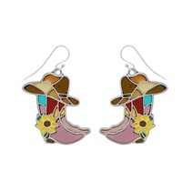 WESTERN FLORAL COWBOY HAT AND BOOTS ENAMEL COATED EARRINGS