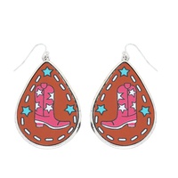 WESTERN TEARDROP RODEO COWBOY BOOTS LEATHER EARRINGS