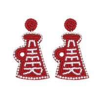 JEWELED CHEER MEGAPHONE BEADED EARRINGS