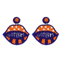 GAME DAY GO TEAM LIP SHAPED BEADED EARRINGS