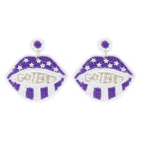 GAME DAY GO TEAM LIP SHAPED BEADED EARRINGS