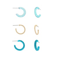 3-PAIR CRYSTAL ASSORTED ACRYLIC OPEN HOOP SET