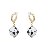 SOCCER BALL MINI HOOP CHARM EARRINGS