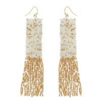 NATIVE AMERICAN BEADED TASSEL LONG DROP EARRINGS