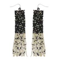 NATIVE AMERICAN BEADED TASSEL LONG DROP EARRINGS