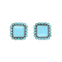 WESTERN MULTICOLOR TURQUOISE SQUARE EARRINGS