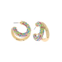19MM CRYSTAL RHINESTONE DOUBLE OPEN HOOP EARRINGS