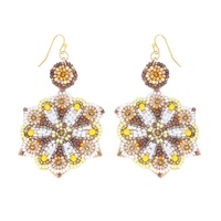 FLORAL MULTICOLOR BEADED LONG DROP EARRINGS