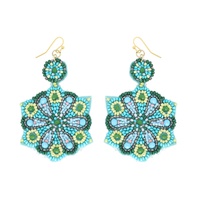 FLORAL MULTICOLOR BEADED LONG DROP EARRINGS