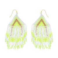 NATIVE AMERICAN BEADED TASSEL LONG DROP EARRINGS