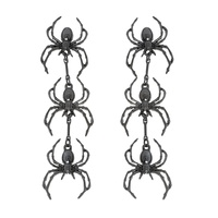3-TIER HALLOWEEN BLACK SPIDER LONG DROP EARRINGS