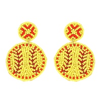 SOFTBALL BEADED EMBROIDERY DROP EARRINGS