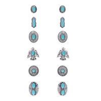 6-PAIR ASSORTED WESTERN STUD EARRING SET