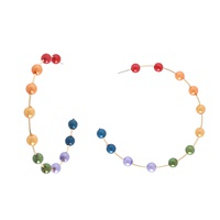 90MM LARGE MULTICOLOR PEARL STATION HOOP EARRINGS