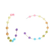90MM LARGE MULTICOLOR PEARL STATION HOOP EARRINGS