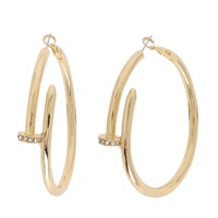 64MM LARGE CRYSTAL PAVE NAIL STYLE HOOP EARRINGS